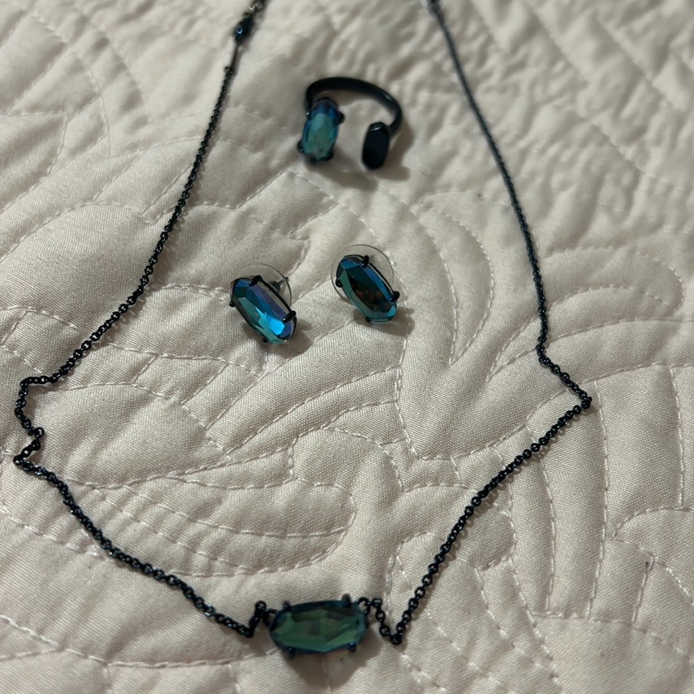 Kendra Scott navy gunmetal set